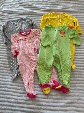 Carter's Footed One-Piece Sleeper Bundle- Pink, Green, Yellow, Gray